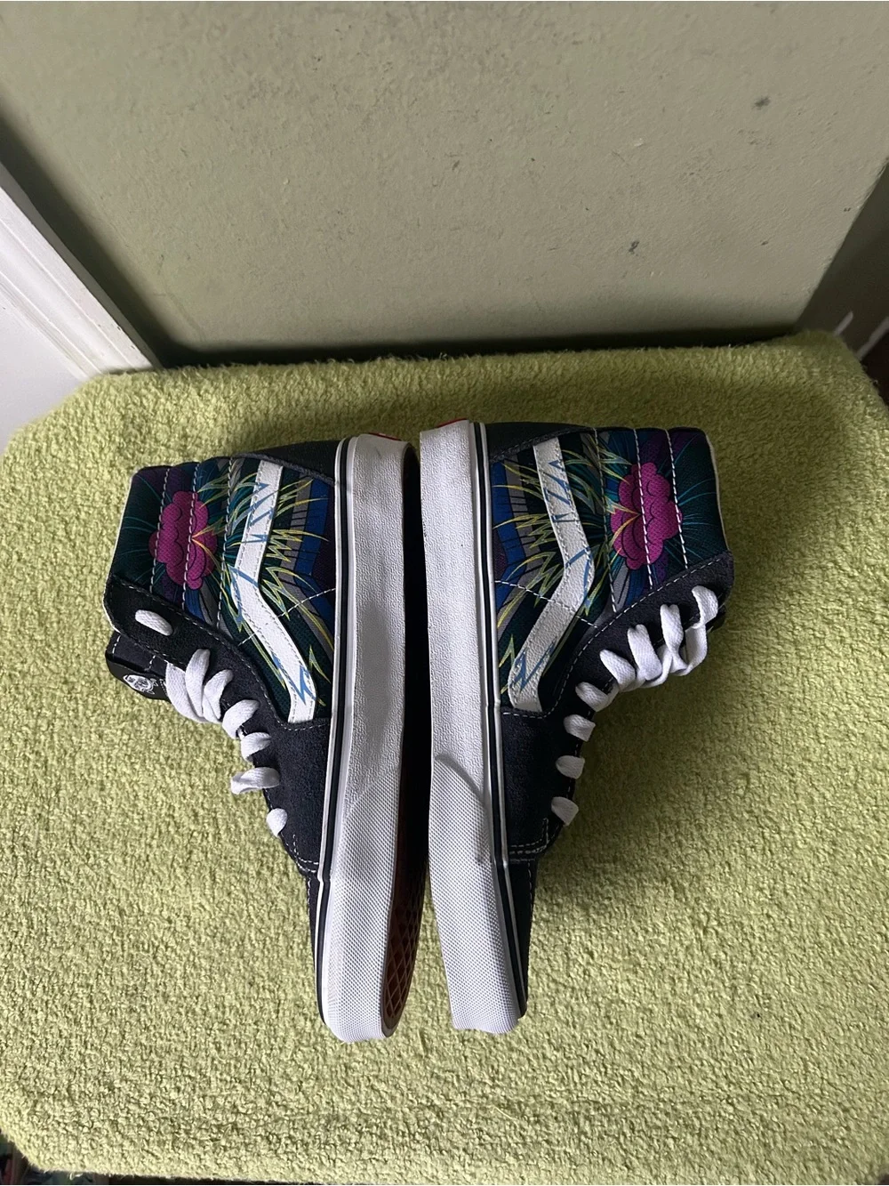 New Vans Women’s Navy Blue  green with purple Slip-On Sneakers